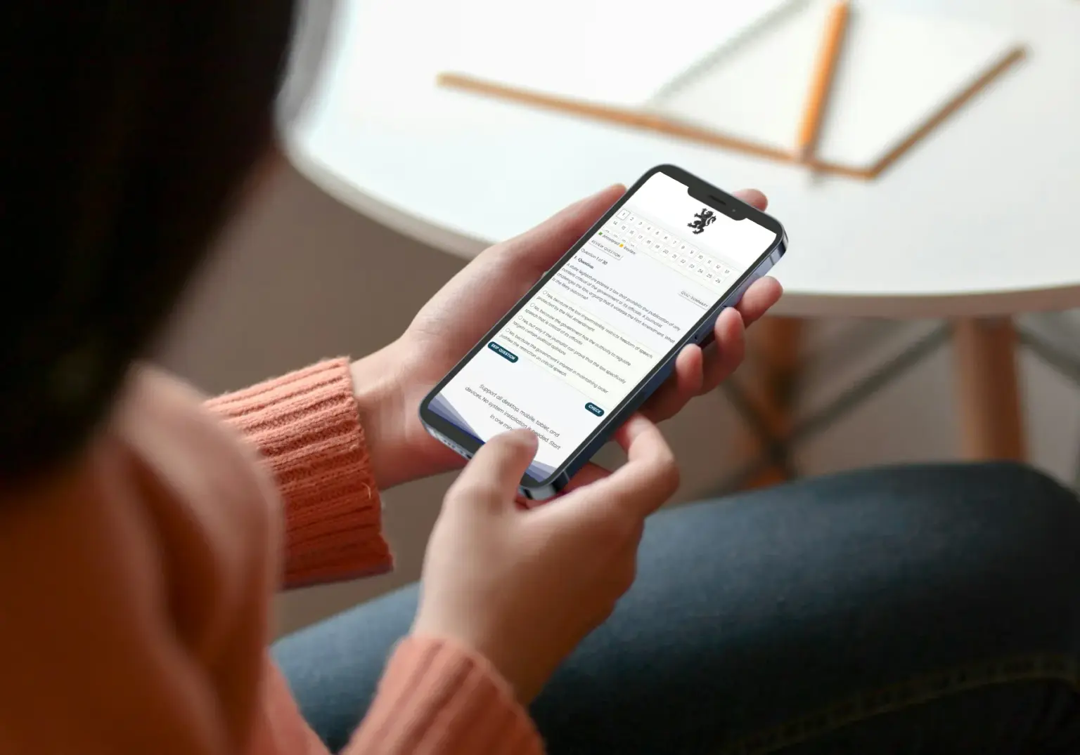 Candidate using NCRA Exam on mobile